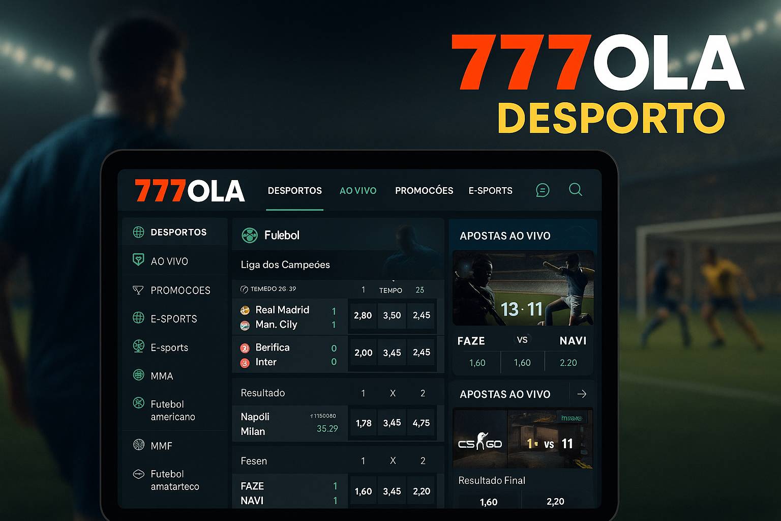 Aposte em apostas esportivas no cassino online 777OLA
