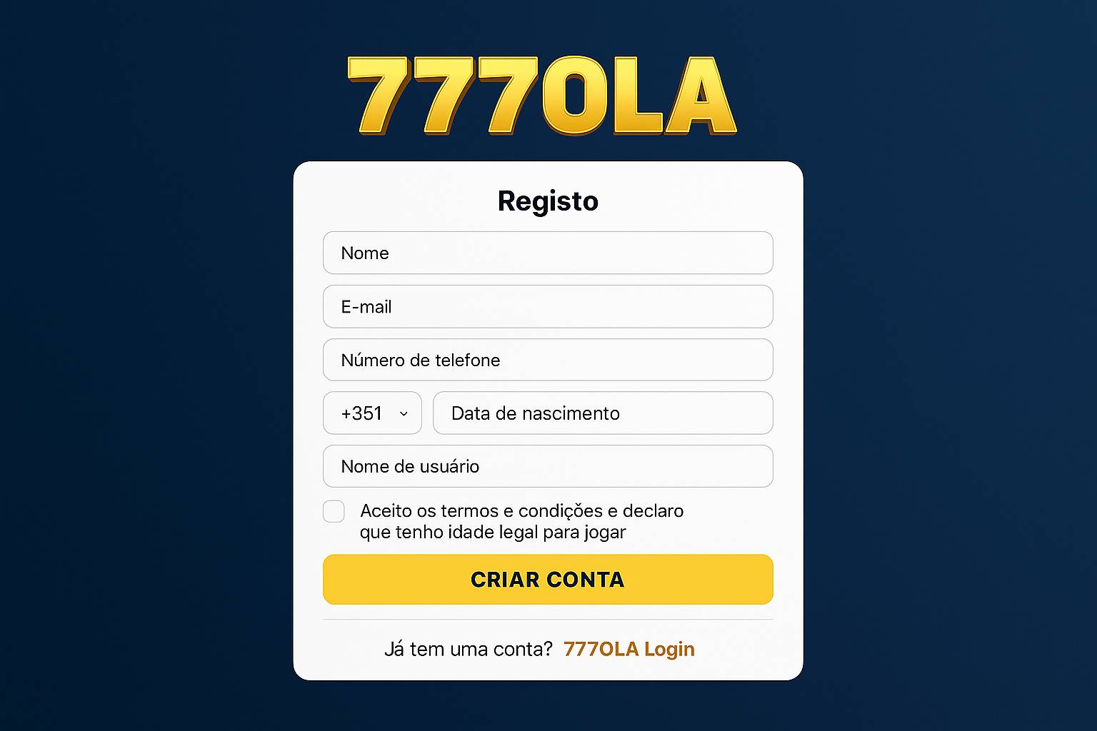 Não Perca tempo, o rRgistro na site 777OLA